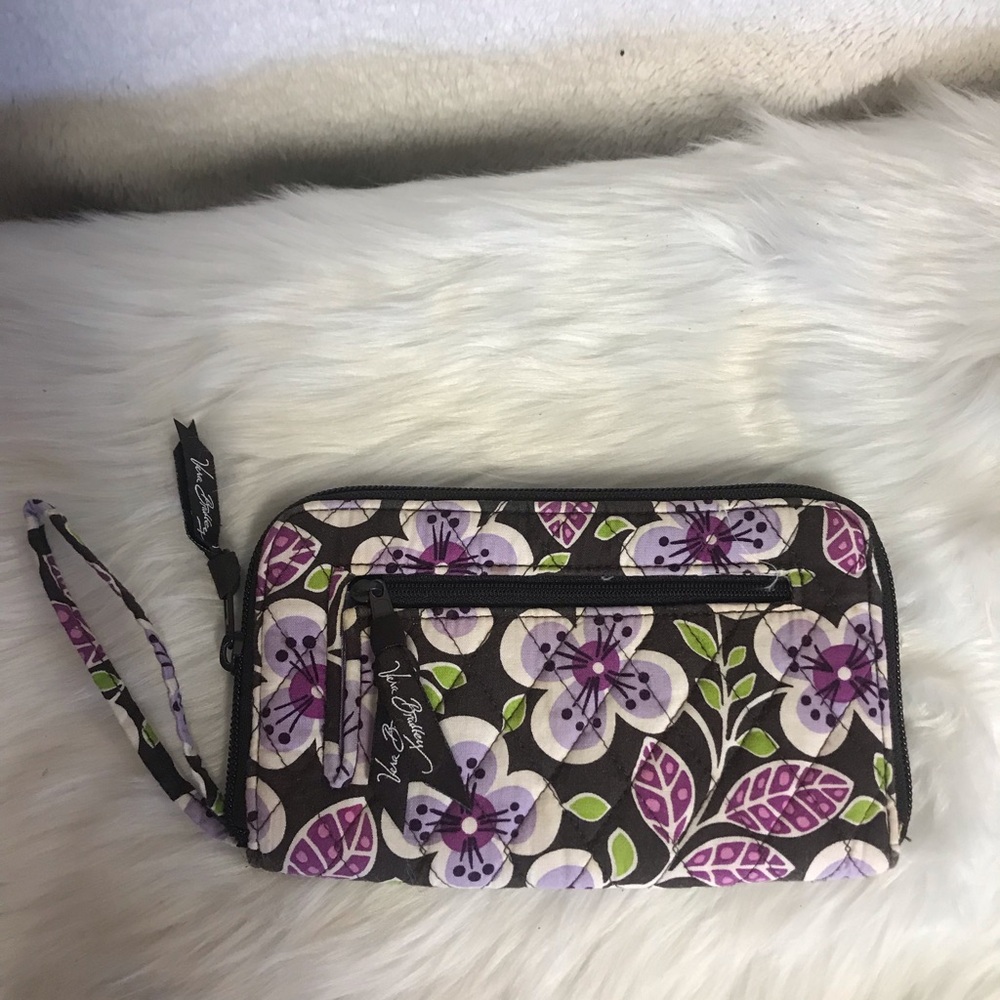 Vera Bradley Floral Clutch in Purple and Green
